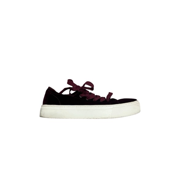 Zara‎ Basic Collection 37 Velvet Shoes Sneakers Maroon - Picture 3 of 6